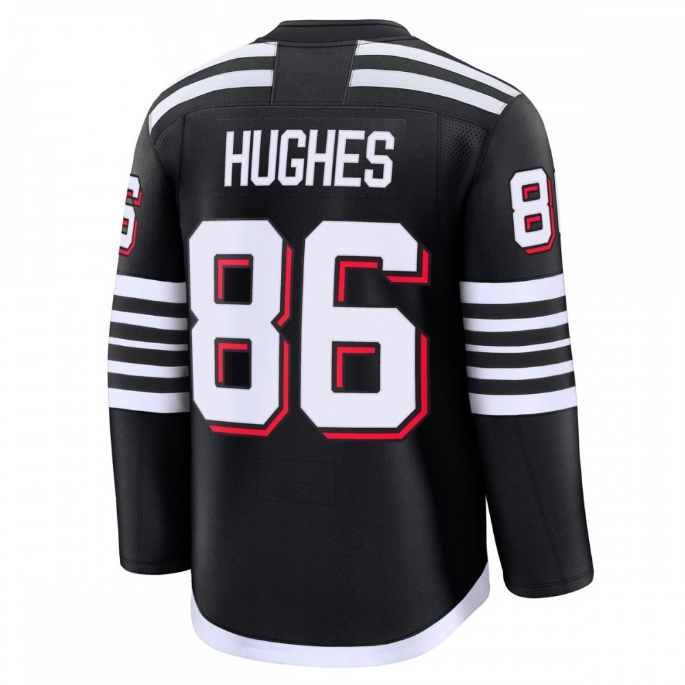 Jack Hughes New Jersey Devils Alternate Premium Jersey - Black-Pro Kit Vault | Brand New 26/27 Sports Jerseys
